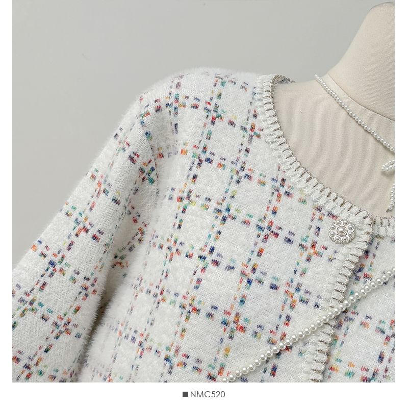 Set: Round-Neck Tweed Jacket + Mini Skirt