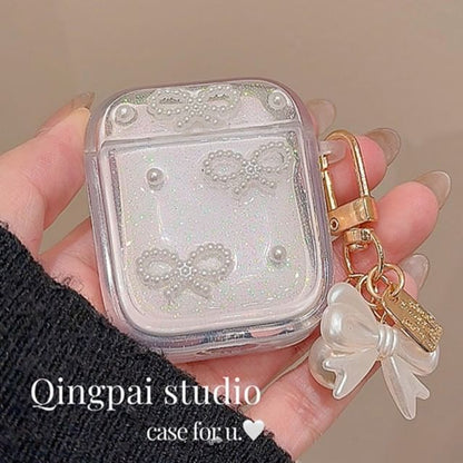 Simple Glitter Pearl Bow AirPods / Pro Earphone Case