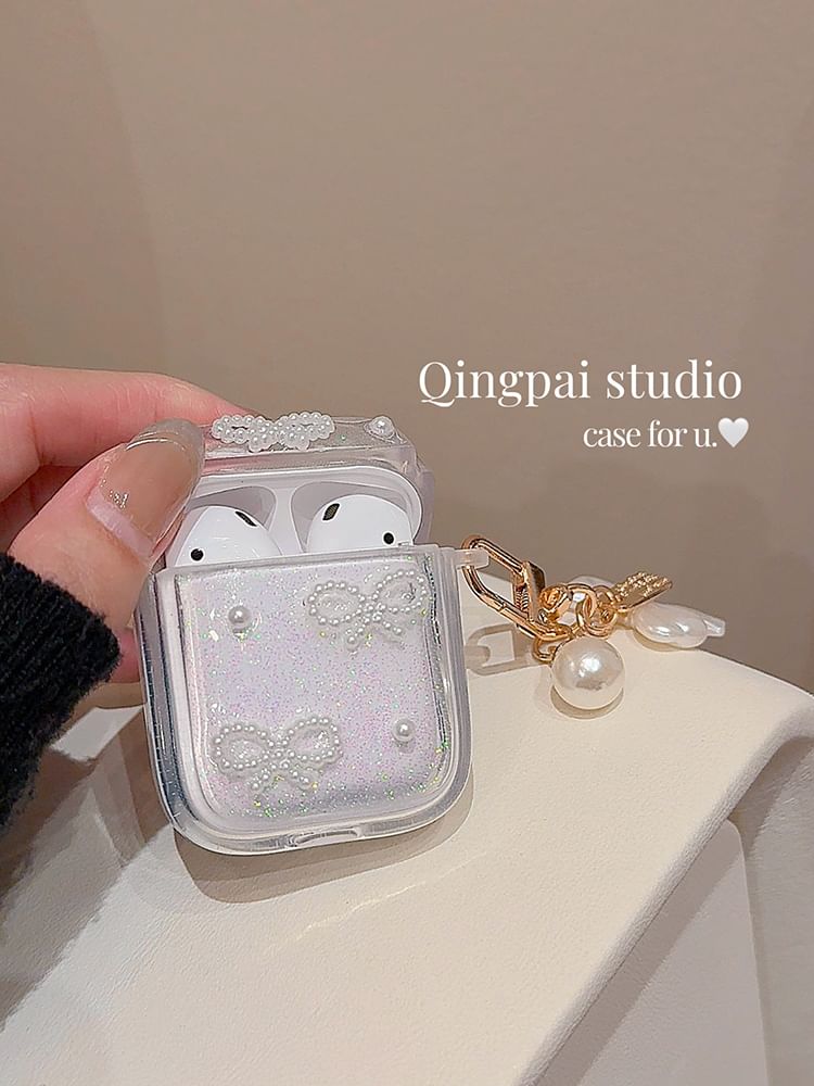 Simple Glitter Pearl Bow AirPods / Pro Earphone Case