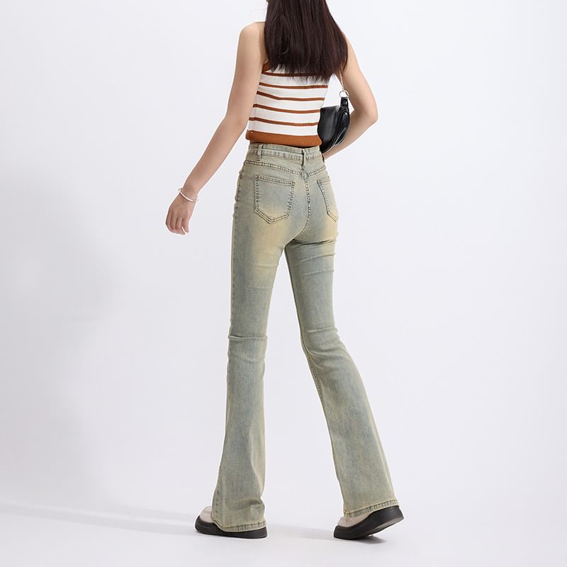 High Rise Washed Bootcut Jeans