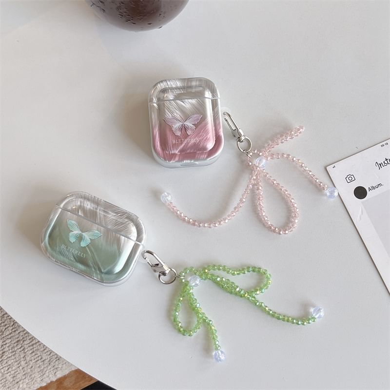 Butterfly Faux Crystal Bow Charm AirPods / Pro Earphone Case Skin