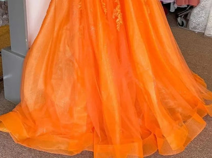 Spaghetti Strap V-Neck Lace Panel Open Back A-Line Evening Gown