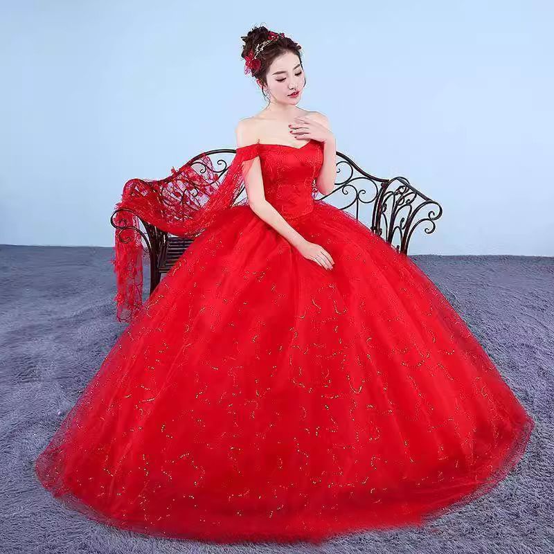 Ball Sequin Off-Shoulder Gown Floral