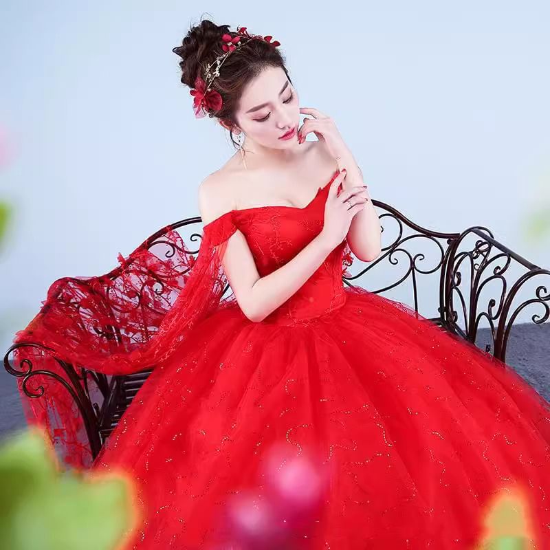 Ball Sequin Off-Shoulder Gown Floral