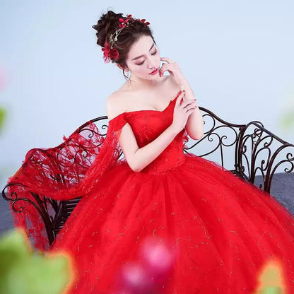 Ball Sequin Off-Shoulder Gown Floral