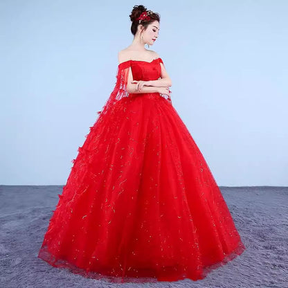 Ball Sequin Off-Shoulder Gown Floral