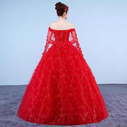 Ball Sequin Off-Shoulder Gown Floral