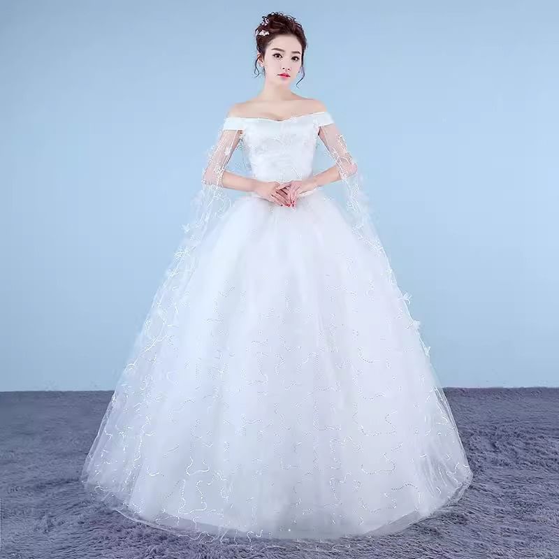 Ball Sequin Off-Shoulder Gown Floral