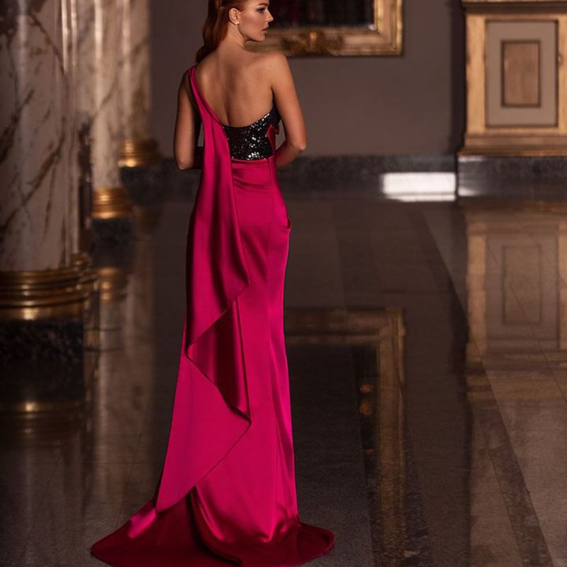 Sleeveless Sheath Gown Trained Panel Sequin Evening