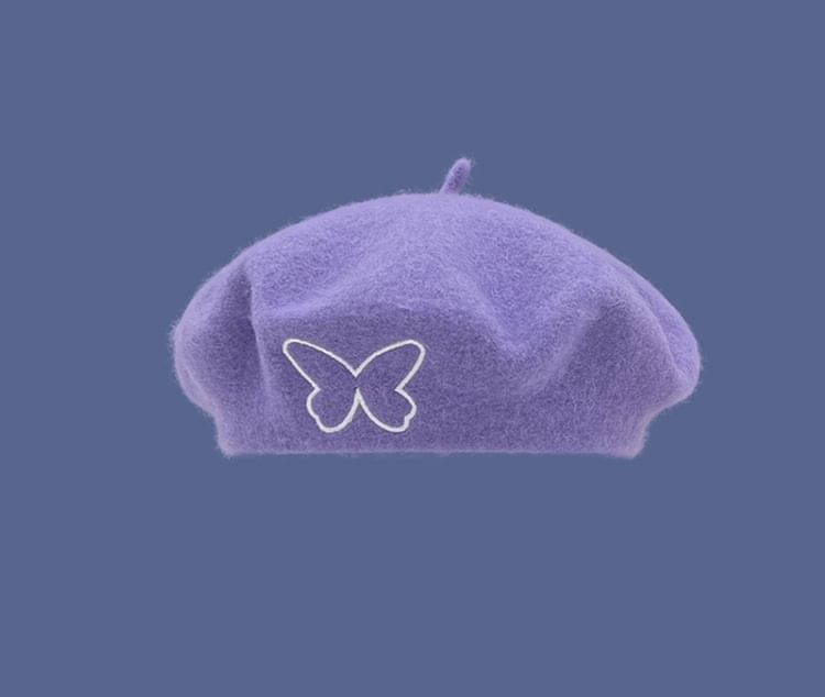 Butterfly Embroidered Beret