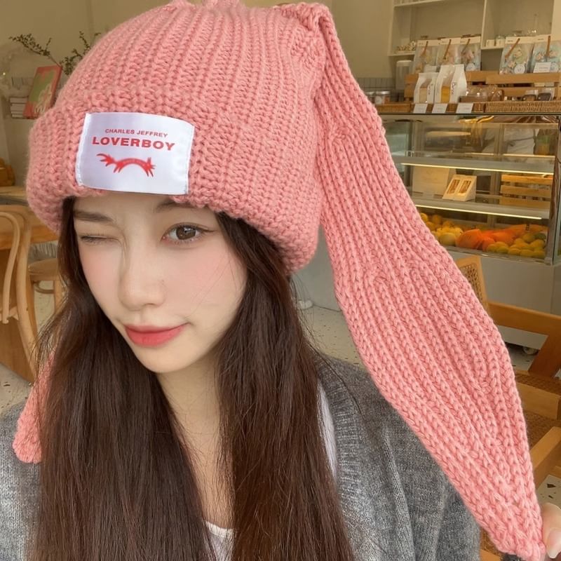 Rabbit Ear Ribbed Beanie