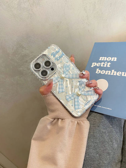 Bow Phone Case / Faux Pearl Adhesive Decoration / Set