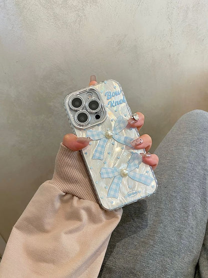 Bow Phone Case / Faux Pearl Adhesive Decoration / Set