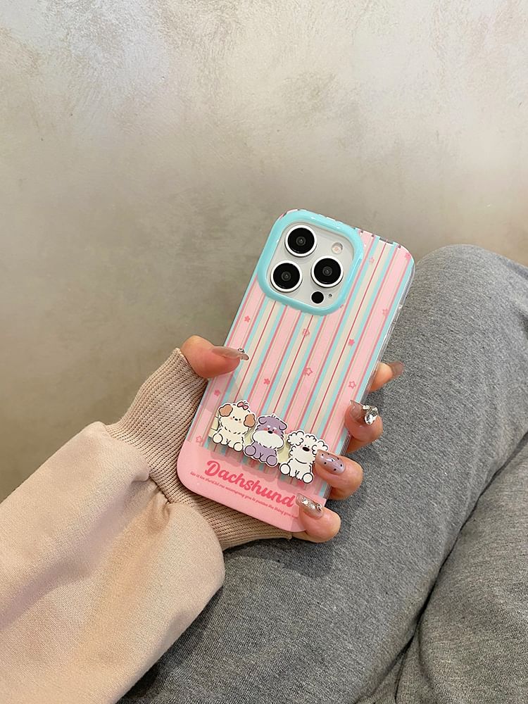 Striped Stand Case Set Dog Phone /