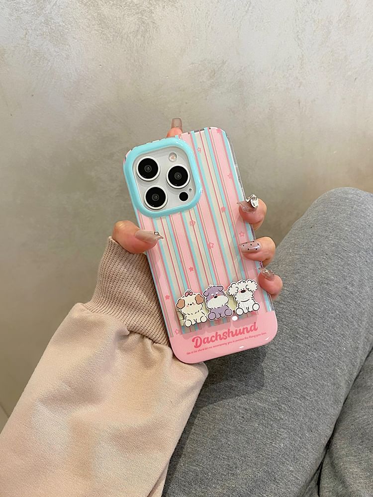 Striped Stand Case Set Dog Phone /