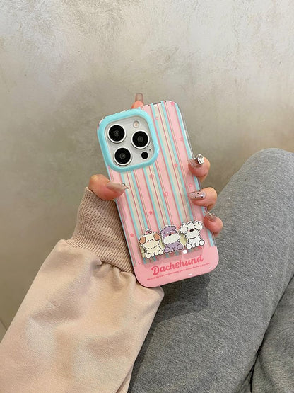 Striped Stand Case Set Dog Phone /