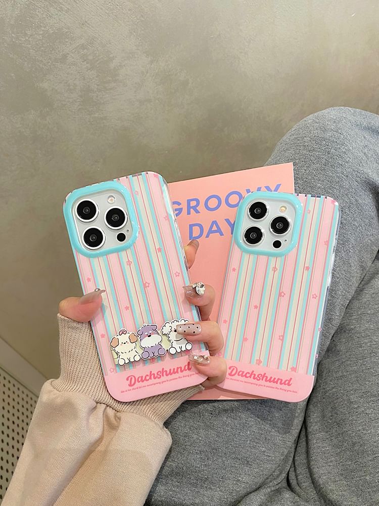 Striped Stand Case Set Dog Phone /