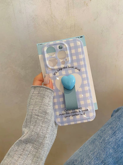 Set Case / Strap Phone Heart Plaid Finger