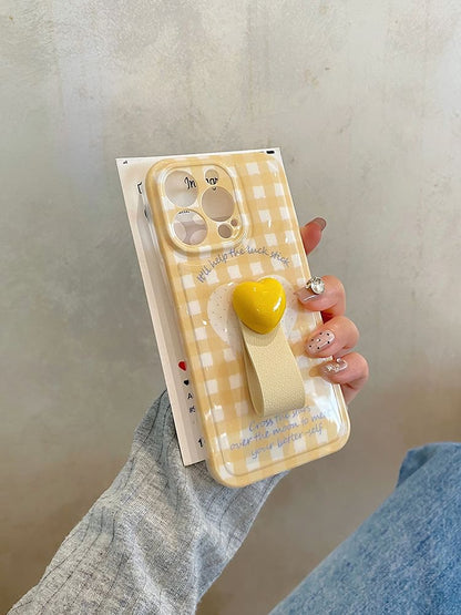 Set Case / Strap Phone Heart Plaid Finger