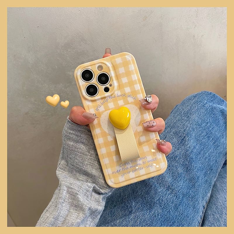 Set Case / Strap Phone Heart Plaid Finger