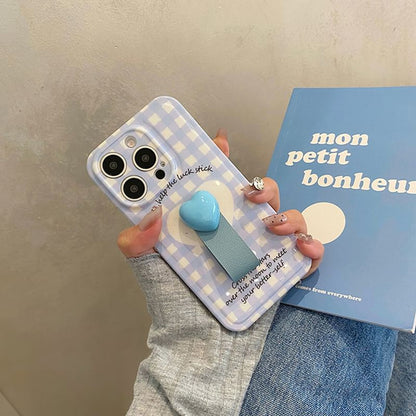 Set Case / Strap Phone Heart Plaid Finger