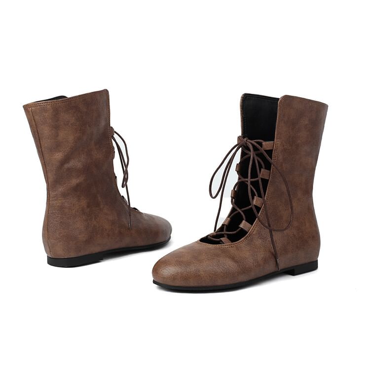 Lace-Up Short Boots