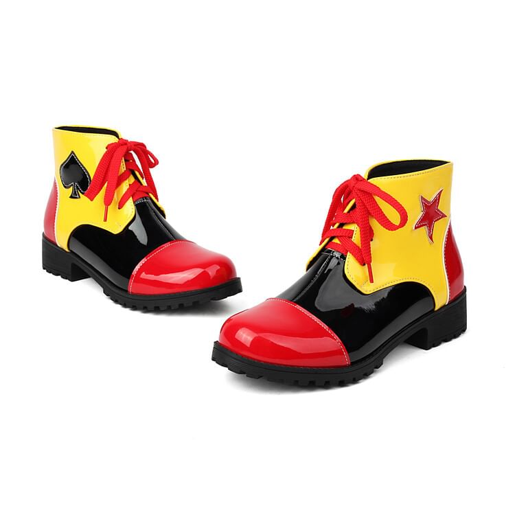 Star Applique Lace-Up Short Boots