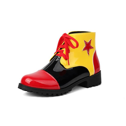 Star Applique Lace-Up Short Boots