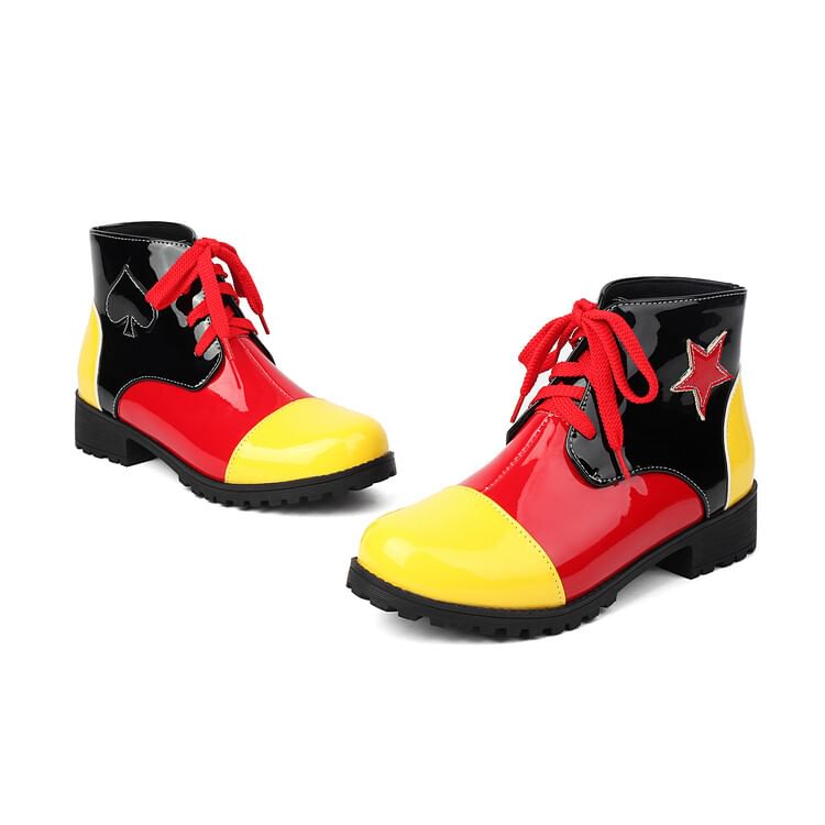 Star Applique Lace-Up Short Boots