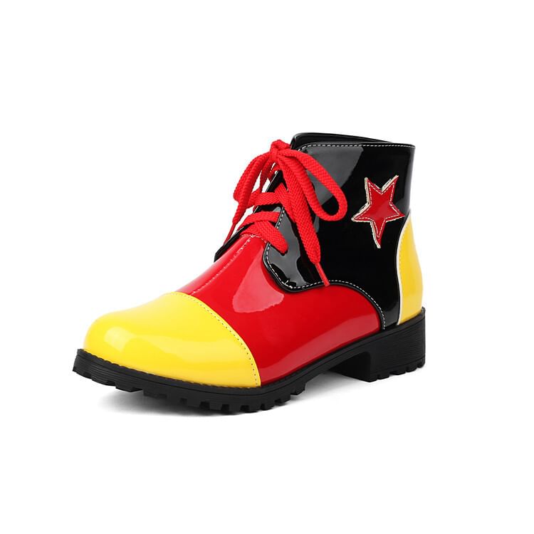 Star Applique Lace-Up Short Boots