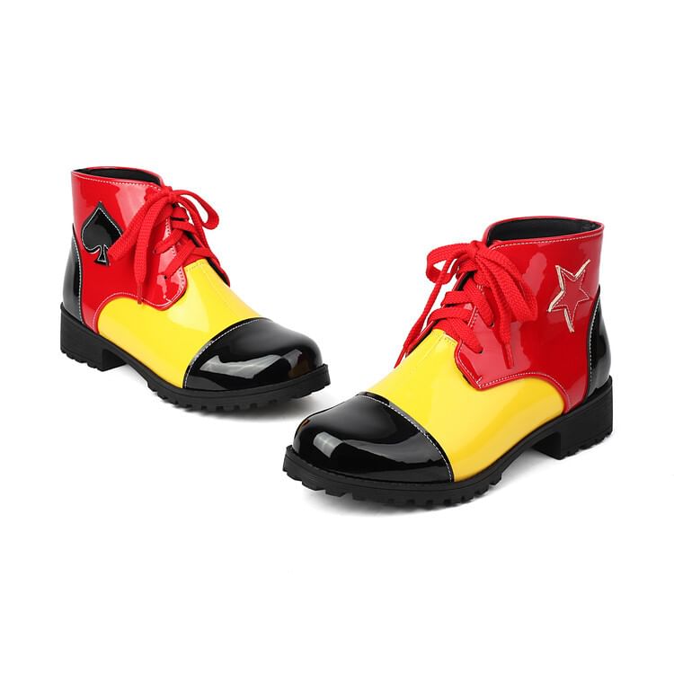 Star Applique Lace-Up Short Boots