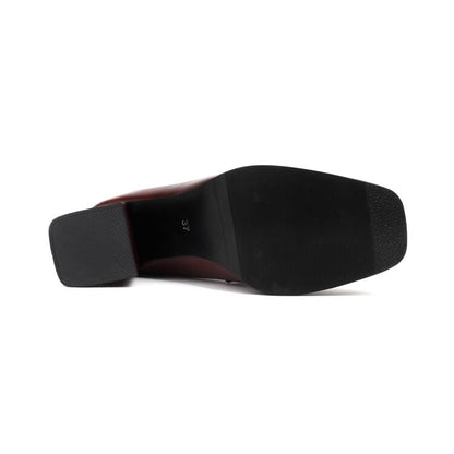 Faux Leather Chunky Heel Penny Loafers