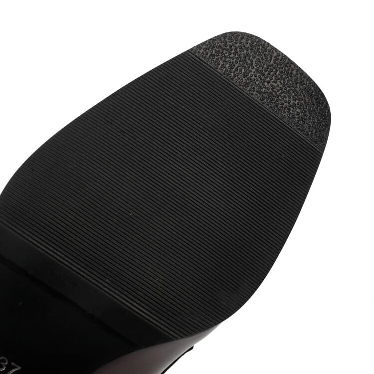 Faux Leather Chunky Heel Penny Loafers