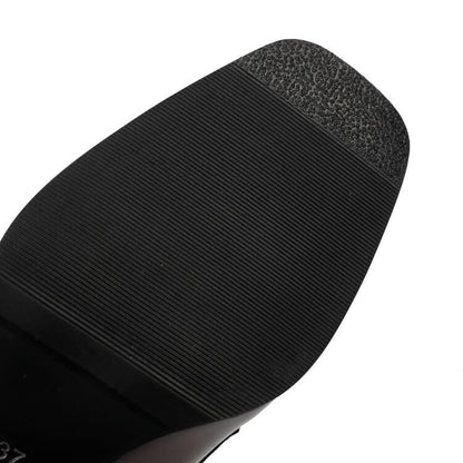 Faux Leather Chunky Heel Penny Loafers