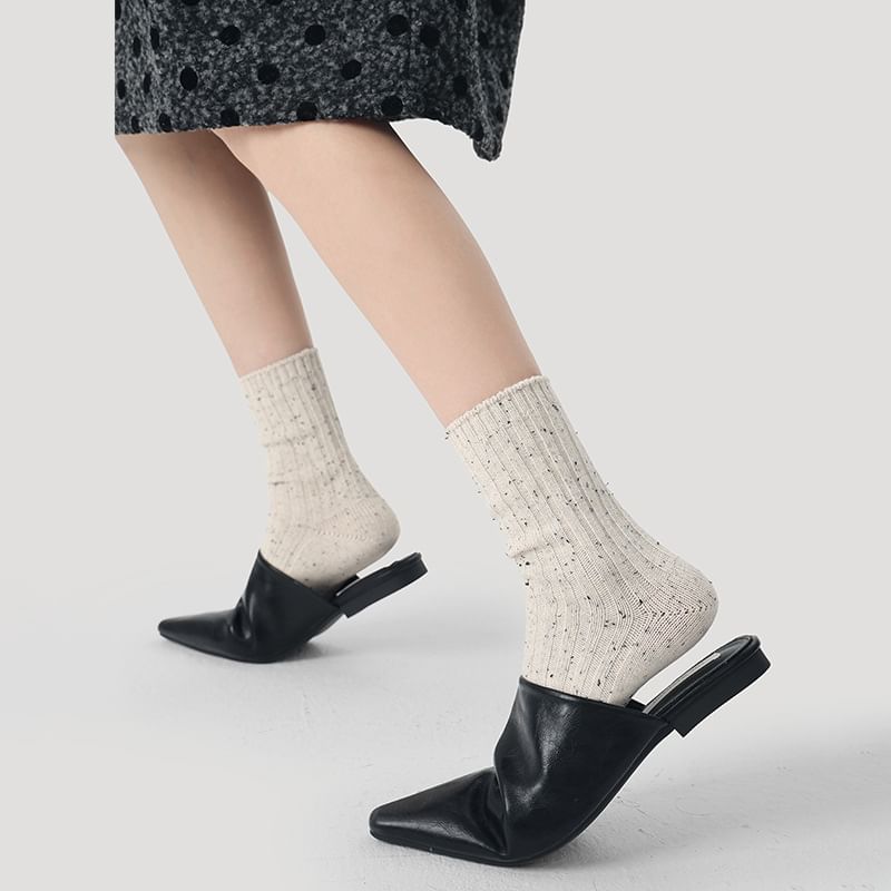 Melange Ribbed Short Socks