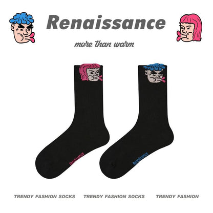 Couple Matching Cartoon Patterned Short Socks