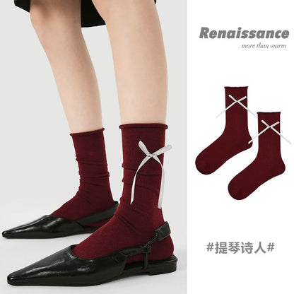 Plain Bow Socks