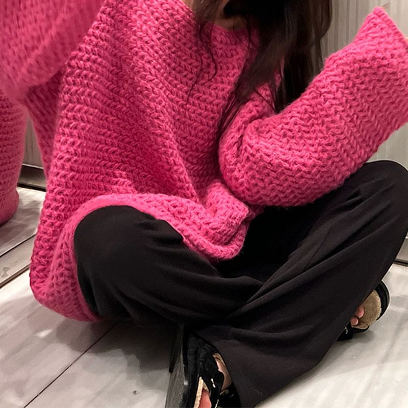 Oversized Crochet-Knit Sweater in 5 Colors