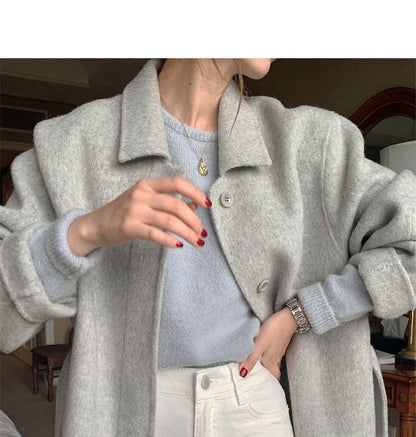 Plain Maxi Single-Breasted Coat