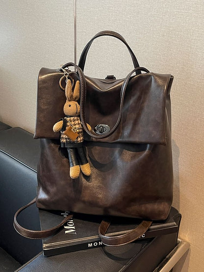 Charm Faux Backpack Leather With Flap