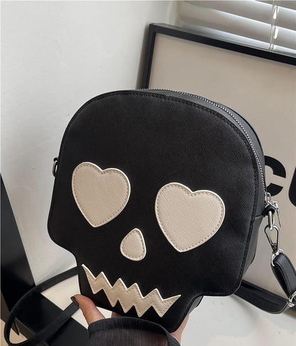 Faux Leather Skull Crossbody Bag