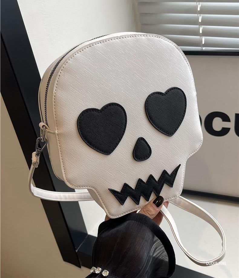 Faux Leather Skull Crossbody Bag
