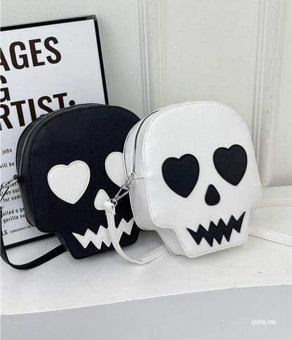 Faux Leather Skull Crossbody Bag