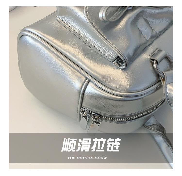 Faux Leather Ribbon Bowler Bag