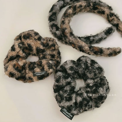 Leopard Fleece Scrunchie / Headband