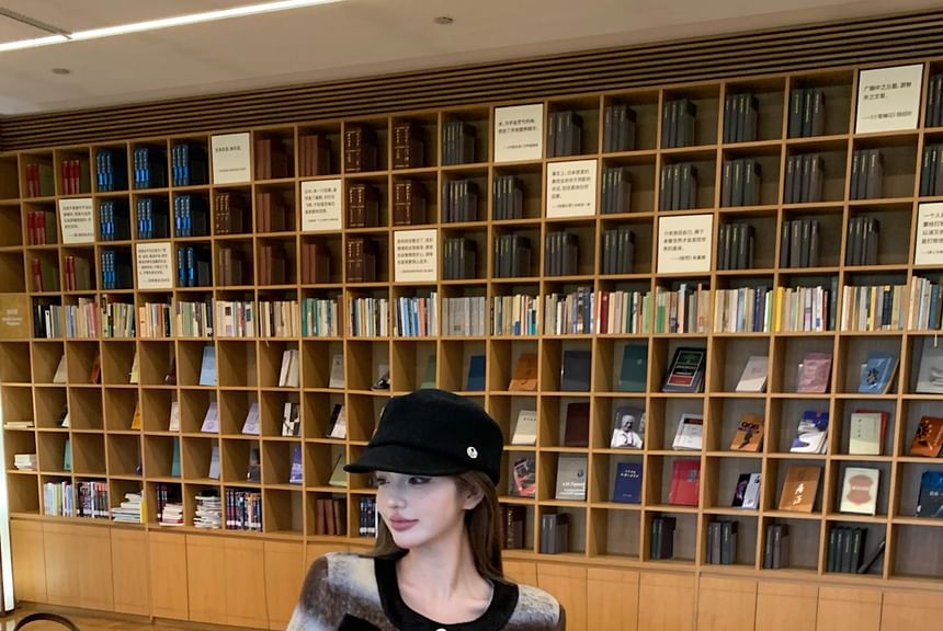 Crew Neck Plaid Bow Accent Contrast Trim Button-Up Crop Jacket / High Rise Mini Pencil Skirt