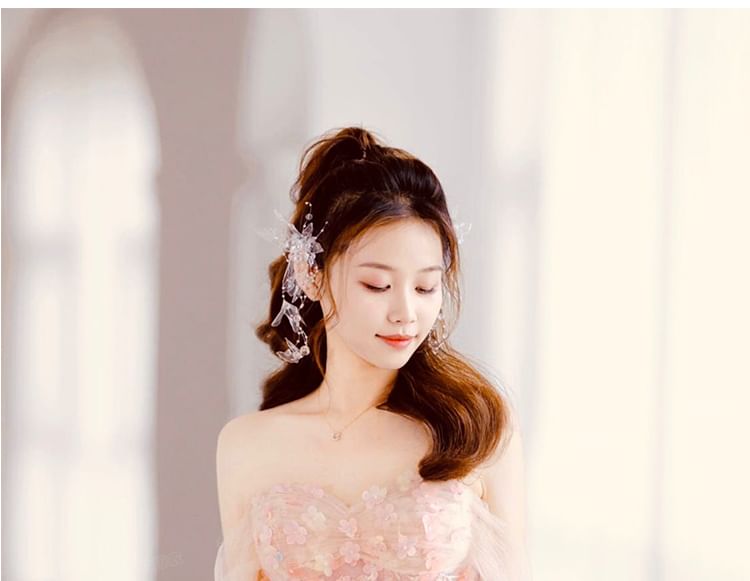 Sleeveless Off-Shoulder Floral A-Line Evening Gown
