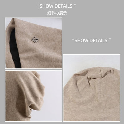 Letter B Metal Plate Slouchy Beanie