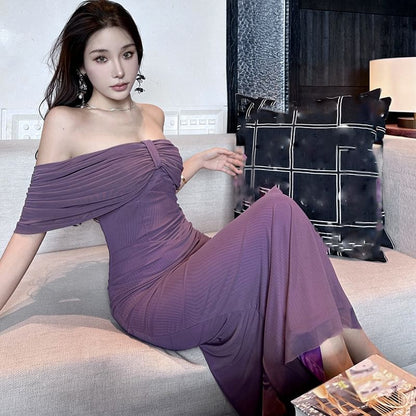 Strapless Plain Bow Midi Sheath Dress