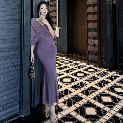 Strapless Plain Bow Midi Sheath Dress